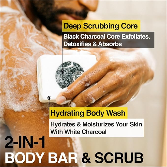 Lumin Men's Charcoal Body Soap - Premium Quality Bar Soap for Men - Natural, Nourishing and Cleansing - Best Soap for Men with Activated Charcoal - Ideal for All Skin Types