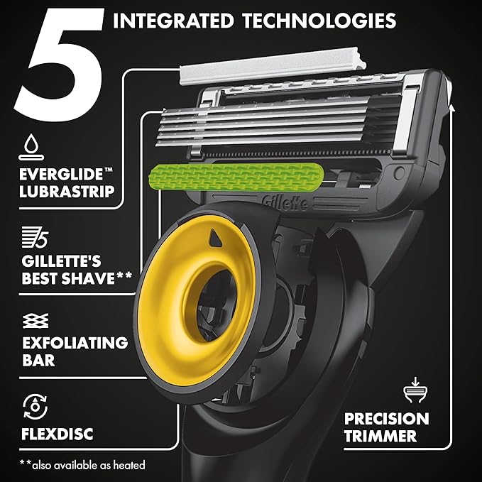 Gillette Labs Special NFL Steelers Edition Shaving Razor for Men - 1 Handle, 4 Razor Blade Refills & Magnetic Stand, Holiday Gifts for Men, GilletteLabs with Exfoliating Bar