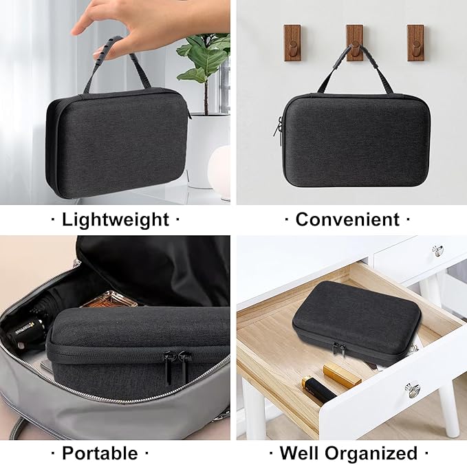SMYV Water Flosser Travel Case, Portable Cordless Oral Irrigator Travel Organizer with Handle, Hard Eva Storage Bag for Flosser, Electric Toothbrush, Toothpaset and Irrigator Accessories (Black)