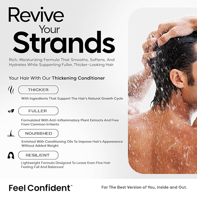 Haircare Thickening Conditioner For Men & Women with Fine or Thinning Hair – Hair Surgeon Formulated with Pumpkin Seed, Turmeric, Saw Palmetto & Caffeine for Growth and Density 9 fl oz