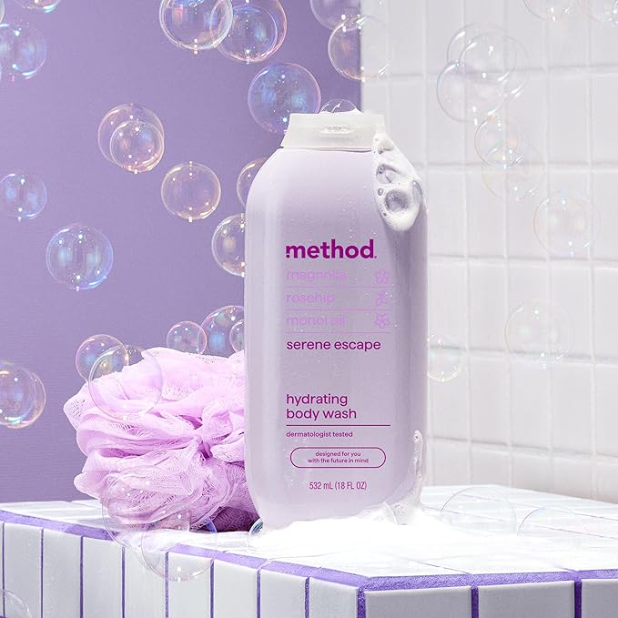 Method Body Wash,Serene Escape,Magnolia + Rose Hip + Monoi Oil notes,18oz,(Pack of 2)
