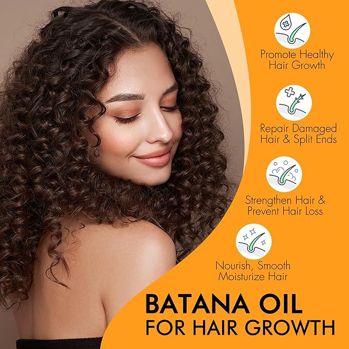 Raw Batana Oil, 100% Natural Organic Hair Growth Oil for Men & Women, Sourced from Honduras, Pure, Unrefined, Enhances Thickness, Prevent Hair Loss 4 Oz