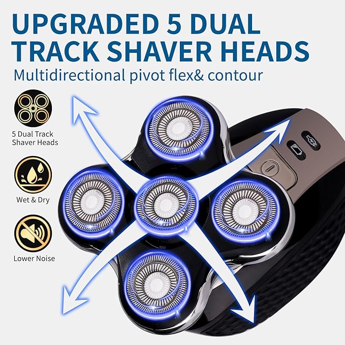 1 Pack Shaver Replacment Heads Compatible with Remington Balder Pro Head Shaver XR7000,XR1500,XR1501,5 Dual Track Precision Replacement Blades for Bald Men,with 1PC Cleaning Brush