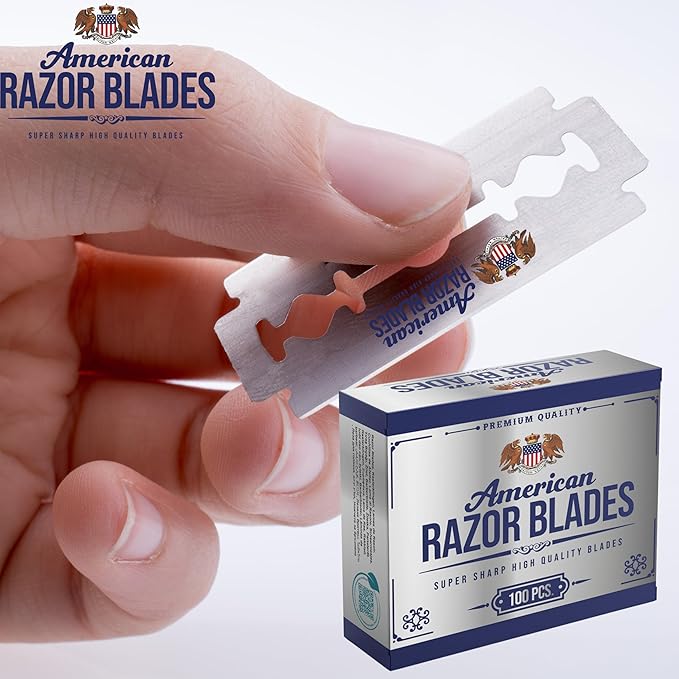 American Razor Blades by The Shave Factory - Super Sharp Double Edge Razor Blades, New Value Pack (100)