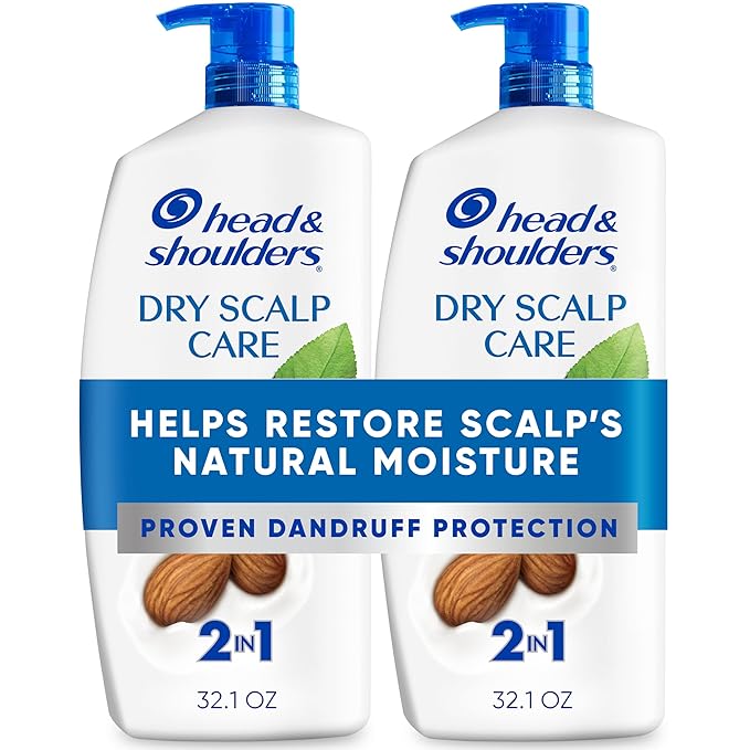 Head & Shoulders Anti-Dandruff Shampoo and Conditioner, Dry Scalp Care 2-in-1 Twin Pack, 1% Pyrithione Zinc and Almond Oil, for Itch and Dryness Relief, 32.1 fl oz Each