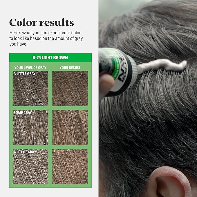 Just For Men Shampoo In Color, Hair Color for Men with Keratin and Vitamin E for Stronger Hair, Restores Natural Hair Color, Light Brown, H-25, Pack of 3