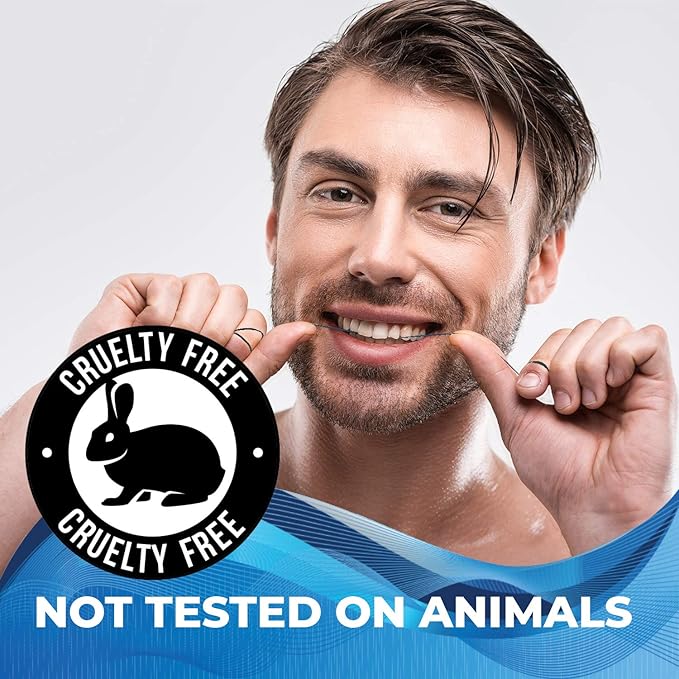 Expandable Floss Treated with Activated Charcoal with Xylitol and Natural Plant Based Wax |Fresh Mint Flavor | 50 Meter (6 Count)