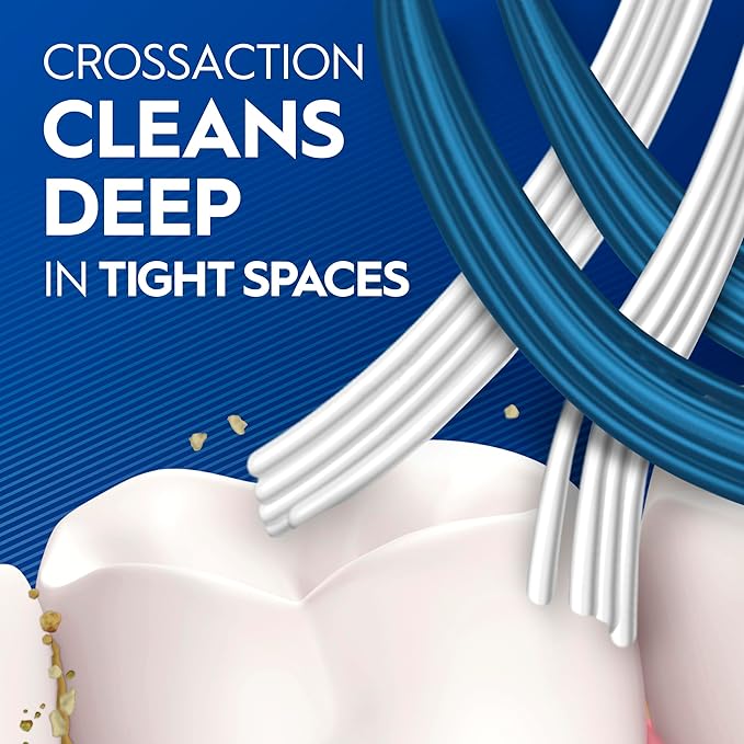 Oral-B Pro Health CrossAction Plaque Removal toothbrushes, 2 Count Toothbrush Soft, Deep Reach in Tight Spaces, Tongue Scraper Tooth Brush, Plaque Fighter, Gentle on Teeth, Gum stimulators