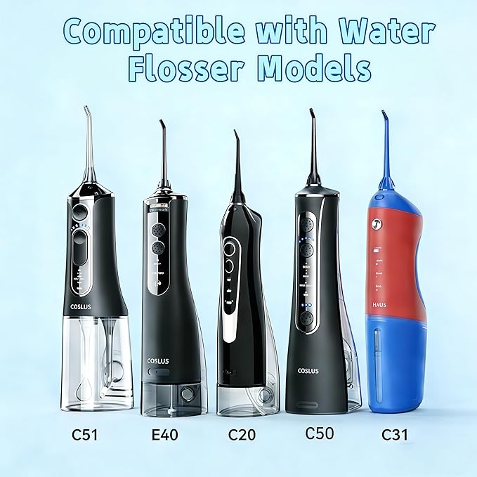 Replacement Head for COSLUS Water Flosser, Replacement Periodontal/Pocket Tips Oral Irrigator Jet Tip Only Compatible COSLUS C20 (F5020E), E40 (WFP14), C31 (F5023), C50, and C51 Water Flosser