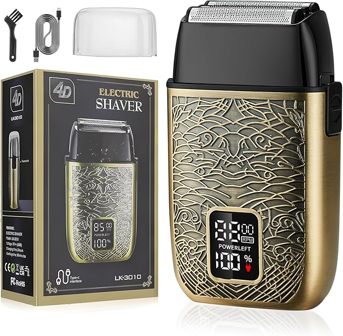 Mens Foil Shavers, Beard Trimmers for Men Professional,Electric Shavers for Men, Mustache Trimmer Face Shaver, Wet/Dry Beard Shaver, 3 Peeds Electric Razor for Face