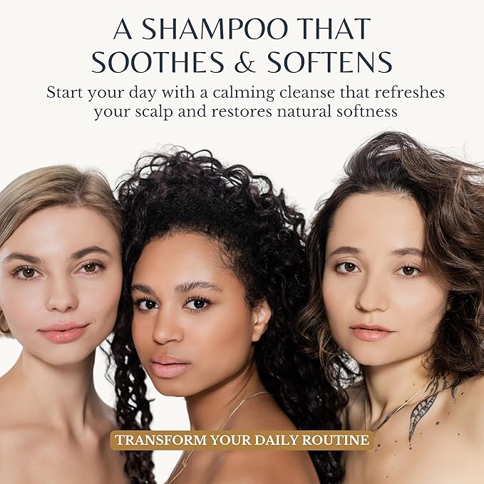 Chamomile Shampoo with Cocoa Butter, Aloe Vera & Papaya, 16 fl oz, Calming & Hydrating Formula, Vegan, Sulfate-Free, Paraben-Free, for All Hair Types