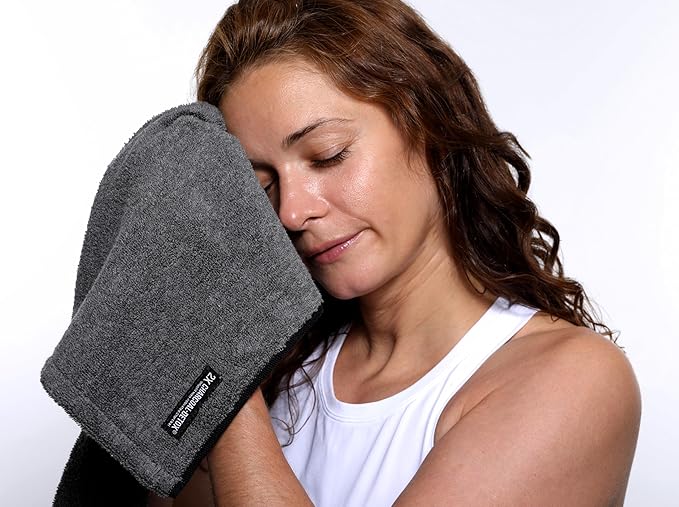 FACESOFT 2X Pro Infused Charcoal Detox Sweat Towel - Double Activated Charcoal for Deeper Detox - Absorbent Exercise Towel for Gym and Sports - Beauty - 1 Pc