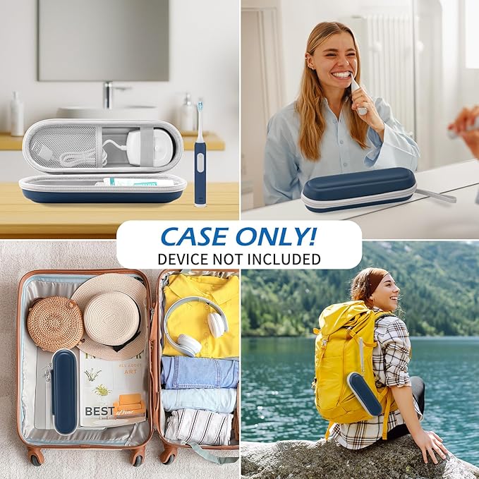 Toothbrush Travel Case for Oral B/Oral-B Pro 1000 1500 5000 7000 & Philips Sonicare 4100 1100 5300 5100 6100/iO Electric Toothbrush, Hard Protective Storage Bag (Deep blue)