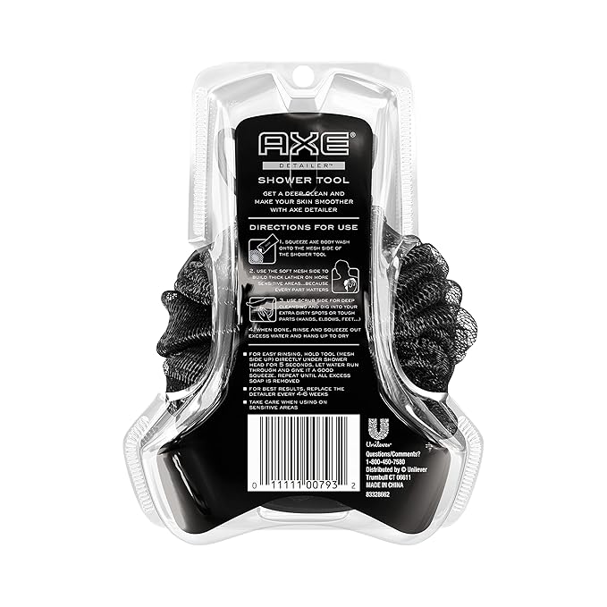 AXE Modern Shower Tool Skin Cleanser for Smoother Skin Detailer Exfoliates and Gently Cleanses One Size 3 Count, Black