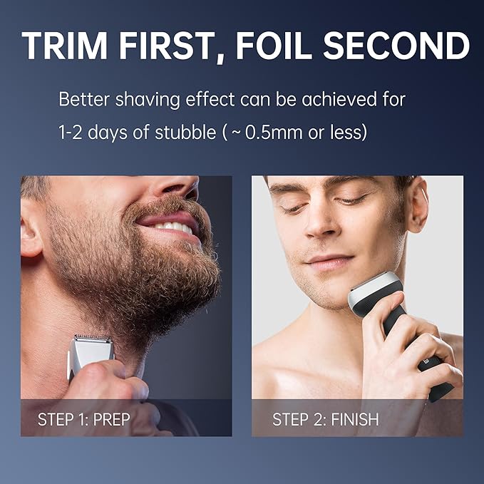 Electric Shaver for Men with Floating Arc 3-Blade, 9000 RPM, Magnetic Head, 1 Hour Fast Type-C Charging can Last for 60 Days, IPX7 Waterproof, Skin-Friendly Blade for Smooth Shaving, Black