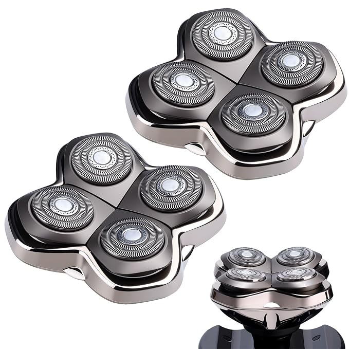 2Pack Pro 4 Shaver Replacement Heads Compatible with Skull Pitbulls Gold PRO, Silver PRO, Platinum PRO, Head Shavers, Electric Shaver Half Head for Men/Women (2 PACK BORON)