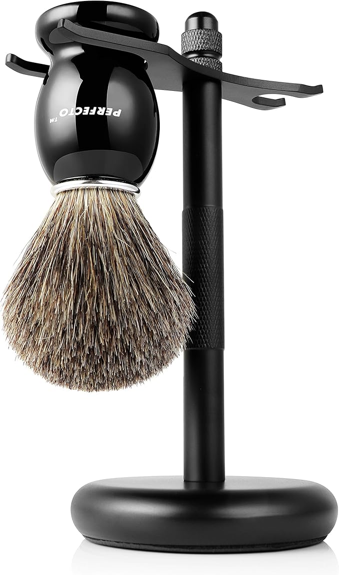 Perfecto Black Stand + Black Shaving Brush