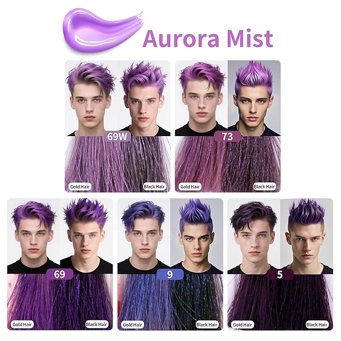 Temporary Hair Styling Color Wax, Purple Hair Dye Color Wax Washable Natural Instant Hair Coloring Cream for DIY Hairstyle for Kids Men Women(Color #69W)