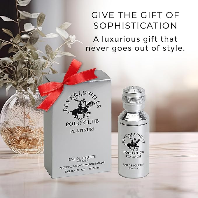 Beverly Hills Polo Club PLATINUM - Cologne for Men with Notes of Cedar, Cinnamon & Orange - Classy & Sexy Fragrance Scent - Eau De Toilette Spray 3.40fl.oz / 100ml