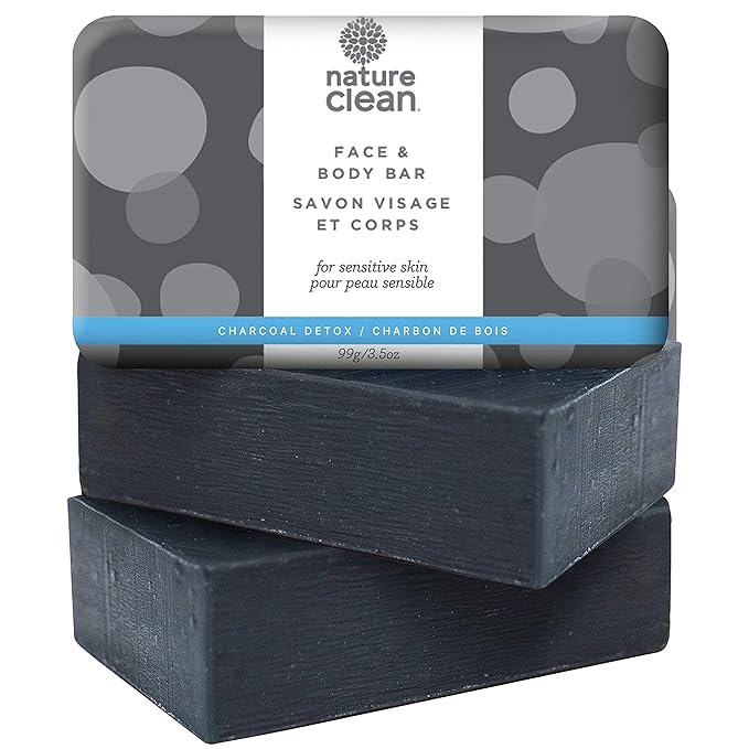 Nature Clean Activated Charcoal Soap for Face & Body Detox 3.5 oz (3-pack) Deep Moisturizing, Exfoliating & Cleansing Black Soap Acne Treatment, Eczema & Psoriasis. Sensitive Skin Cleanser