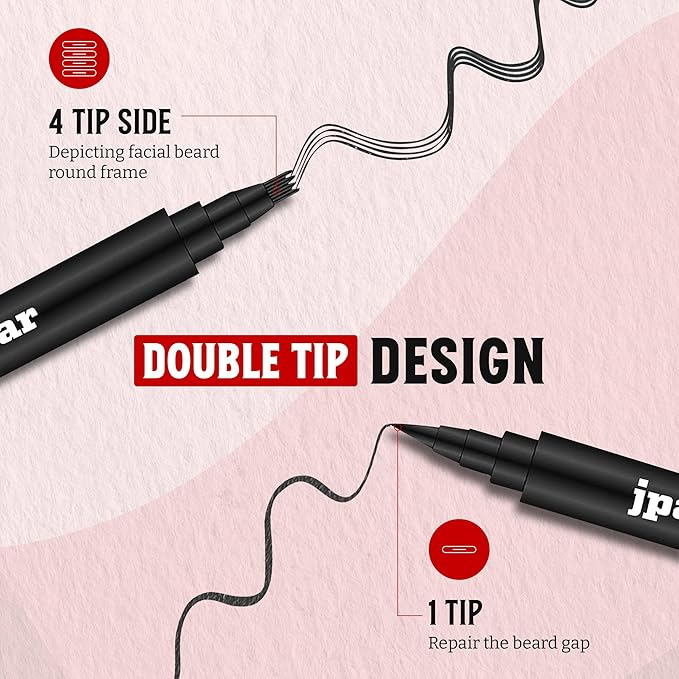 Beard Pencil Filler for MenBeard Filler for Men Waterproof Beard Filling Pen Kit - Long Lasting Beard Filler Pen with Brush Water Proof Beard pen Dark Brown Natural Look