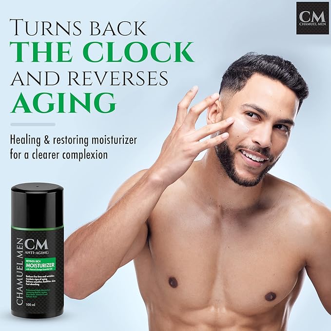 Daily Face Cream for Men with 2.5% Retinol Anti-Aging Moisturizer for Fine Lines, Dark Spots, and Wrinkles - Overnight Lotion (Pack of 2)