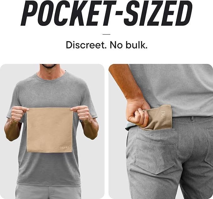 Sweat Absorbing Handkerchiefs - The Original Pocket-Sized Sweat Towels - Quick-Dry Microfiber Sweat Rags for Face, Hands, & Body - Men & Women - Gym, Sports, and Work (Tan: 5 Pack)