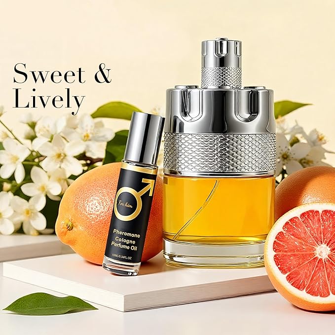men's Perfume 100ml Eau de Parfum + 10ml Pheromone Roll On Oil | Sweet Floral Gourmand Fragrance with Vanilla | Long Lasting Scent & Attraction Boost|Gift for Her(Azura Noir For Men)