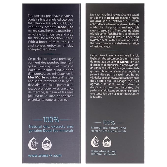 Exfoliating Facial Cleanser and Revitalizing Shaving Cream Kit by Alma K for Men - 2 Pc Kit 3.4oz Cleanser, 5.1 Shave Cream