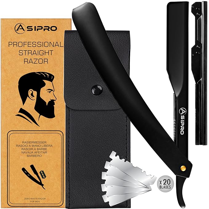 Straight Razors for Men with 20 Straight Edge Razor Blade & Case, Mens Straight Razor for Shaving Navajas Para Barbero Barber Razors for Mens, Straight Razors for Men Kit Beard Razor