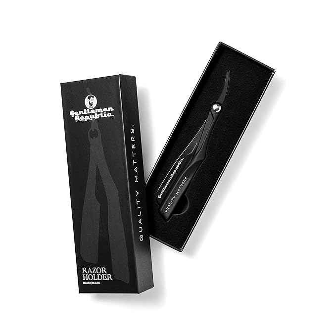 Gentlemen Republic Straight Edge Razor Holder: Premium Black Safety Razor Holder for Professional Barbers and Everyday Home Grooming - Achieve the Shave with Confidence