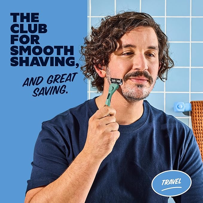 Dollar Shave Club | Travel Shave Set | 4 Extra Close Refill Cartridges, 1 Handle (Green), 1 Razor Cover