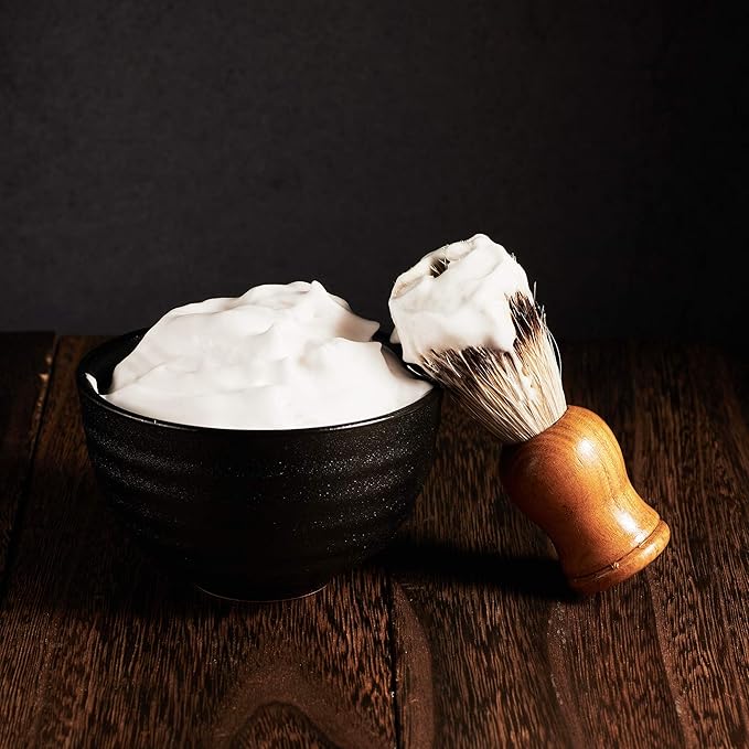 Vintage Design Handmade Pottery Shaving Bowl Thicken Ceramic Soap Dish Black 4.5" (Black)