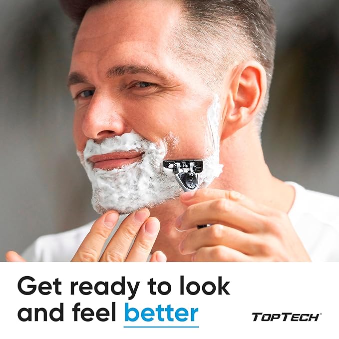 TopTech PRO 5 Razors for Men Trio Set - Manual Shaving Razors & Refills - 30 Count Pack (3 Handles + 27 Replaceable Cartridges) - 5-Blades Technology - Soft Shave & Sharp Blades - Great Refill Price