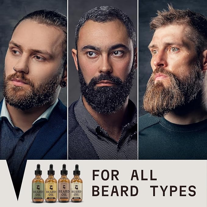 Striking Viking Beard Oil for Men - 2.64 Fl Oz, Pack of 4 - Barber-Style Softening Infusion - Encourages Fuller Beard Growth - Featuring Sandalwood, Vanilla, Cedarwood, Citrus Oil