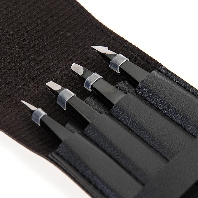 – Professional Tweezer Set [Black] – Stainless Steel Slant & Pointed Tips for Eyebrow & Facial Hair Removal – Rust-Resistant Grooming Tool with Travel Case