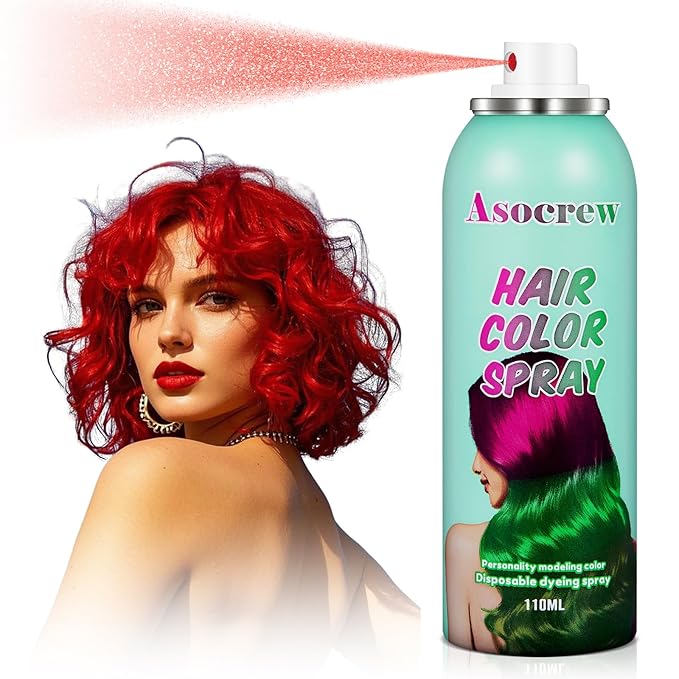 Red Hair Spray,Hair Color Spray Dye,Temporary Hair Color Dye for Kids Women Men,Hairspray Color Pomades,Washable Color HairSpray for Party, Cosplay,Halloween,Christmas. (Red)