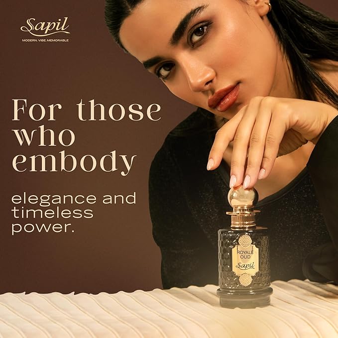 Sapil Royale Oud Eau de Parfum – Long Lasting Unisex Oud Perfume | Saffron, Oud & Patchouli Notes | Rich Royal Signature Fragrance | 3.4 oz / 100ml