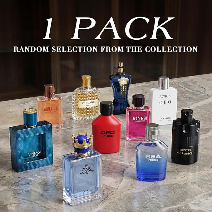 Hybrid & Company Men's Cologne Mystery Box 1Pc, Surprise Blind Box Random Scent, Extended Wear Fragrance Eau de Parfum Cologne Gift Set for Men, 3.4 Fl Oz Each