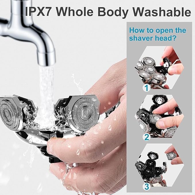 Head Shavers Replacement Blades, 6 Blades Shaver for Bald Men Replacement, Easy Install Electric Razor, Shaver Replacement Blades, Head Shavers for Bald Men (6 Heads)