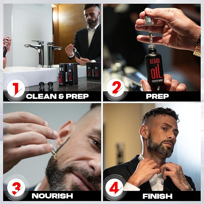 Beard Oil for Men using with Roller – Natural Beard Oil for Fuller Look, Softens & Conditions Facial Hair, Lightweight Grooming Gift, Christmas Gift for Men (1.7 fl oz)