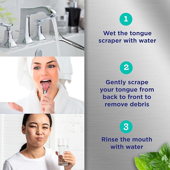 GuruNanda Tongue Scraper for Adults (6 Pack) with Travel Case, 420 Medical-Grade 100% Stainless Steel Tongue Cleaner, Aids in Fresh Breath & Oral Care