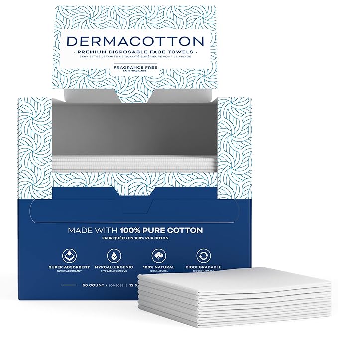 X-Large 100% Pure Cotton Face Towels – 100 Count Extra Large Disposable Wash Cloths for Face Washing, Makeup Removal & Acne Care | Ultra Soft, Hypoallergenic & Fragrance-Free