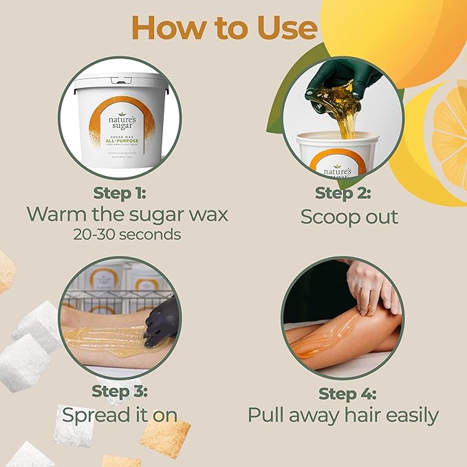 Nature’s Sugar Wax – All-Purpose Sugaring Paste for Legs, Arms, Back, and Bikini Line– Gentle Hair Removal Wax for Beginners and Professionals – Vegan, Cruelty-Free Formula for All Skin Types – 32 oz