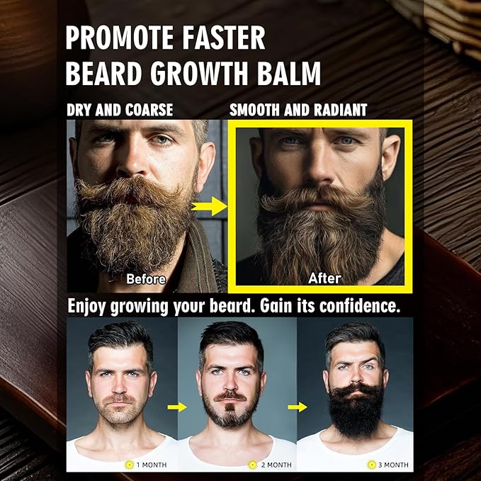 2 Pack Biotin Beard Balm Set for Men – Natural & Vanilla Butters – Non-Itchy, Moisturize, Strengthen & Shape Beards – Grooming Gift Set for Father's Day, Anniversaries, Christmas (Natural & Vanilla)