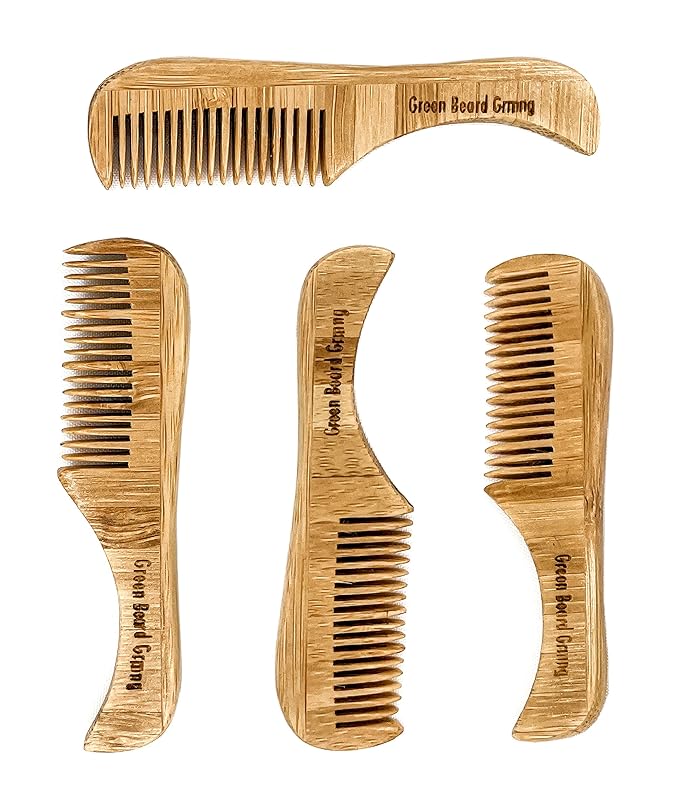 Naturally Normal Bamboo Mustache Comb (4-Pack) – Sustainable Wood Combs that Plant Trees by Green Beard Grmng