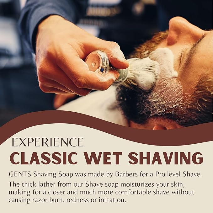 GENTS 97% All Natural Shave Soap - Creates a Rich Lather Foam for Wet Shaving Experience (3 Pack Sandalwood) Birthday Gift