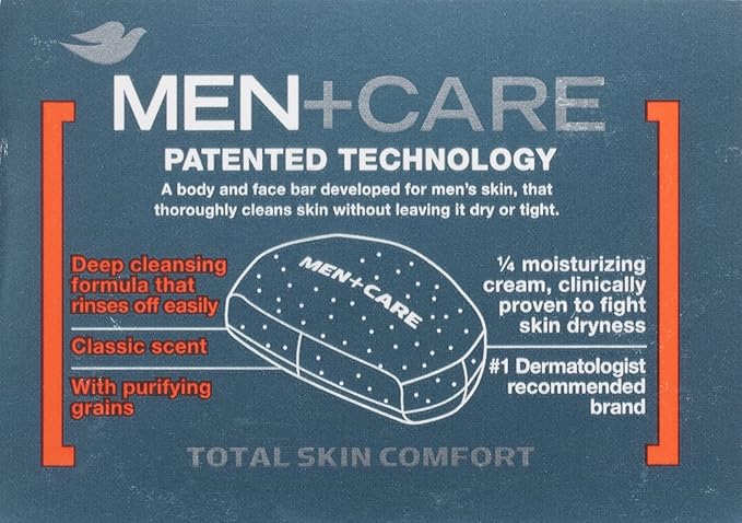 Dove Men + Care Body and Face Bar, Deep Clean, 4 Bar (Pack of 2)