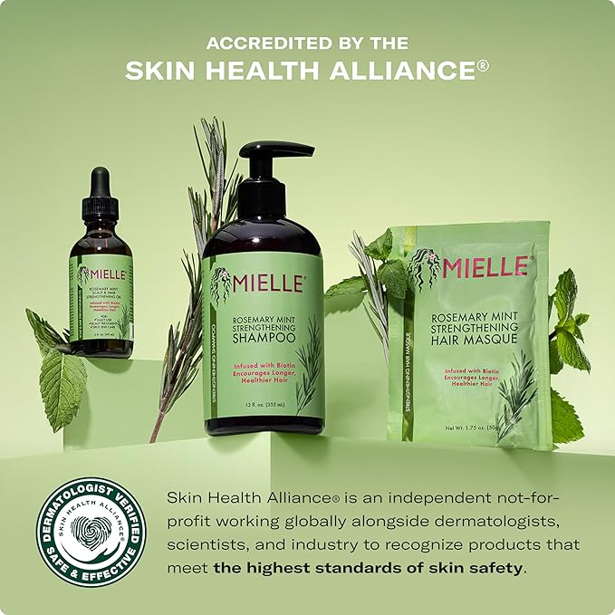 Mielle Organics Rosemary Mint Hair Strengthening Biotin Shampoo - Moisturizing Hair Shampoo for Women and Men to Gently Cleanse, Repair & Protect Strands (12 oz)