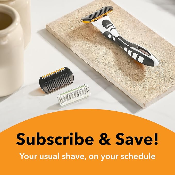 BIC Flex 5 Trim and Shave Body and Beard Trimmer for Men, 8 Razor Refills and 8 Trimmers, No Batteries Needed
